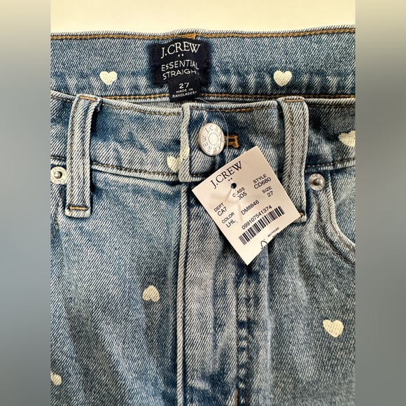 Women's J Crew Blue Heart Print Jeans - Picture 3 of 4
